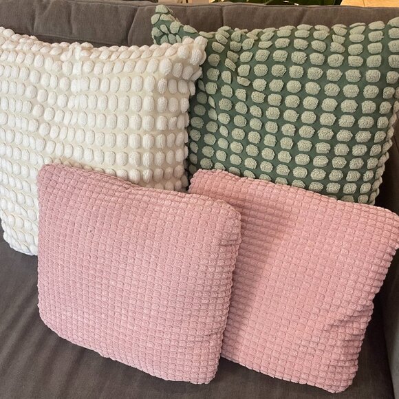 4 Decorative, Textured Pillows with Inserts - Picture 1 of 4